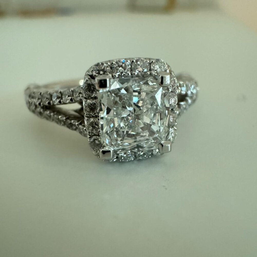 1.27ct NATURAL Diamond Ring Halo Lifetime Warranty 14k Gold Engagement Ring